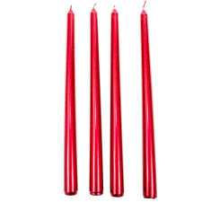  Metál szálas gyertya piros 30cm 4db/csom (db ár) dekorációs kellék