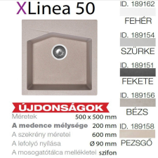 METALAC Linea 50 XGranit Bézs mosogató 500x500/200mm 189156 mosogatótálca
