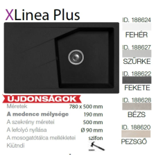 METALAC Linea plus XGranit Fekete mosogató 780x500/190mm 188622 mosogatótálca