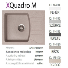 METALAC Quadro M XGranit Bézs mosogató 620x500/190mm 175429 mosogatótálca