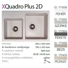 METALAC Quadro plus 2D XGranit Bézs mosogató 780x500/195/195mm 171006 mosogatótálca