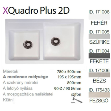 METALAC Quadro plus 2D XGranit Fehér mosogató 780x500/195/195mm 171008 mosogatótálca