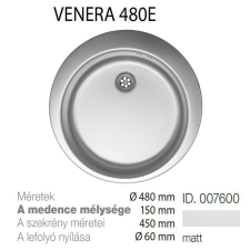 METALAC Venera 480E 60 Inox mosogató 480mm-150mm 007600 mosogatótálca