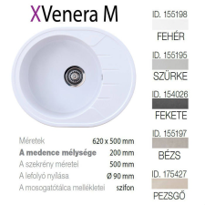 METALAC Venera M XGranit Fehér mosogató 620x500/200mm 155198 mosogatótálca