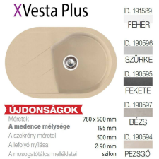 METALAC Vesta Plus XGranit Pezsgő mosogató 780x500/195mm 190594 mosogatótálca