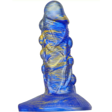 MetallicAnal Dildo Fantasy Bulstrix – prémium kék-arany dildó 15cm műpénisz, dildó