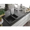 Mexen Andres  konyhai mosogató gránit 1,5 medence+csepegtetö+ pop up szifon  1000 x 500 mm fekete köhatasu, szifon  fekete  - 6515101510-76-B 1,5 medencés