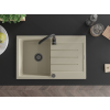 Mexen Bruno  konyhai mosogató gránit 1 medence+csepegtetö+ pop up szifon  795 x 495 mm, beige, szifon  fekete  - 6513791010-69-B 1 medencés