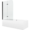 Mexen Cube tégla alakú kád 170 x 80 cm burkolattal és 2-szárnyú paravánnal 100 cm, áttetsző, fekete