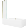 Mexen Cube téglalap alakú kád 170 x 80 cm burkolattal és 1-szárnyú paravánnal 50 cm, átlátszó, arany