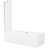 Mexen Cube téglalap alakú kád 170 x 80 cm burkolattal és 1-szárnyú paravánnal 50 cm, átlátszó, króm