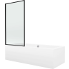 Mexen Cube Téglalap alakú kád 170 x 80 cm burkolattal és 1-szárnyú paravánnal 80 cm, fekete minta fix