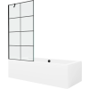 Mexen Cube téglalap alakú kád 170 x 80 cm burkolattal és 1-szárnyú paravánnal 90 cm, fekete minta - 550517080X9509007077