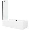 Mexen Cube téglalap alakú kád 180 x 80 cm burkolattal és 1-szárnyas paravánnal 60 cm, átlátszó, fekete