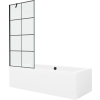 Mexen Cube téglalap alakú kád 180 x 80 cm, burkolattal és 1-szárnyas paravánnal, fekete minta - 550518080X9508007077