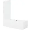 Mexen Cube téglalap alakú kád 180 x 80 cm burkolattal és 1-szárnyú 80 cm-es válaszfallal, átlátszó, króm
