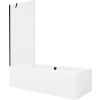 Mexen Cube téglalap alakú kád 180 x 80 cm burkolattal és 1-szárnyú paravánnal 80 cm, átlátszó, fekete