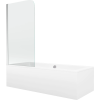 Mexen Cube téglalap alakú kád 180 x 80 cm burkolattal és 1-szárnyú paravánnal 80 cm, átlátszó, króm