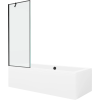 Mexen Cube téglalap alakú kád 180 x 80 cm-es burkolattal és 1-szárnyú paravánnal 70 cm, fekete mintás