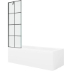Mexen Cubik téglalap alakú fürdőkád 170 x 70 cm burkolattal és 1 szárnyú paravánnal 60 cm, fekete minta