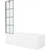 Mexen Cubik téglalap alakú kád 150 x 70 cm burkolattal és 1-szárnyú válaszfallal 50 cm, fekete minta