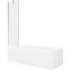 Mexen Cubik téglalap alakú kád 150 x 70 cm-es burkolattal és 1 szárnyú paravánnal 50 cm, átlátszó, arany