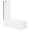 Mexen Cubik téglalap alakú kád 160 x 70 cm burkolattal és 1-szárnyas paravánnal 70 cm, átlátszó, fekete
