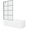 Mexen Cubik téglalap alakú kád 160 x 70 cm burkolattal és 1 szárnyú paravánnal 100 cm, fekete minta