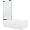 Mexen Cubik téglalap alakú kád 160 x 70 cm burkolattal és 1-szárnyú paravánnal, fekete minta - 550316070X9307017070