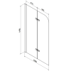 Mexen Cubik téglalap alakú kád 170 x 70 cm és burkolattal és 2 szárnyas kádparavánnal 100 cm, Átlátszó, Króm - 550317070X9010020