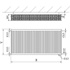 Mexen CV33 lapradiátor 600 x 1600 mm, alsó csatlakozás, 3735 W, Fehér - W633-060-160-00