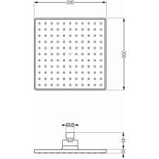 Mexen D-45 fejzuhany 20x20 cm, Fekete - 79745-70 csaptelep