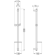 Mexen DQ zuhanyrúd szappantartóval 80 cm, Króm - 79381-00 fürdőszoba kiegészítő