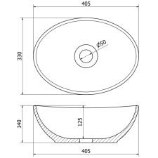 Mexen Elza munkalapi mosdó 40 x 33 cm, Fehér/Fekete - 21014075 szaniter