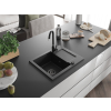 Mexen Enzo  konyhai mosogató gránit 1 medence+csepegtetö+ pop up szifon  576 x 465 mm, fekete / króm, szifon  fekete  - 6506571005-73-B 1 medencés