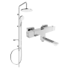 Mexen Erik kád-zuhany készlet fejzuhannyal és termosztatikus kád-zuhany csapteleppel Cube, Króm - 77910205-00