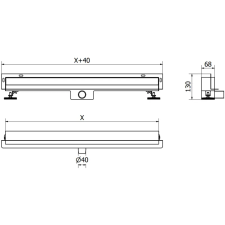 Mexen Flat Wall 2 az 1-ben fali zuhanyfolyóka 80 cm, Króm - 1030080 fürdőkellék
