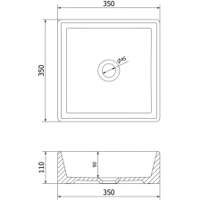 Mexen Goya munkalapi mosdó 35 x 35 cm, Fekete matt - 22183585 szaniter