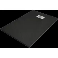 Mexen Hugo téglap fürdőszoba 110 x 80 cm, fekete, inox burkolat - 42708011-X kád, zuhanykabin