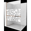 Mexen Kioto+ L Walk-in zuhanyfal polccal 110 x 200 cm, fehér minta, rózsaarany - 800-110-123-60-85