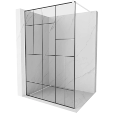 Mexen Kioto Walk-in Zuhanyfal - 110x200 cm - 8 mm Biztonsági Üveg - Fekete kád, zuhanykabin