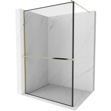 Mexen Kioto+ Walk-In Zuhanyfal - 120x200 cm - 8 mm Biztonsági Üveg - Fekete/Arany kád, zuhanykabin