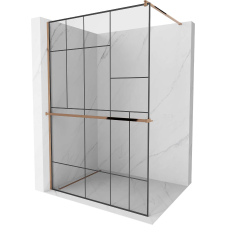 Mexen Kioto+ Walk-in Zuhanyfal - 130x200 cm - Fekete/Rózsaarany kád, zuhanykabin