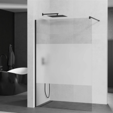 Mexen Kioto walk-in zuhanyfal - átlátszó/tej üveg / fekete profil - 90 cm (800-090-101-70-35) kád, zuhanykabin
