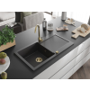 Mexen Leo  konyhai mosogató gránit 1 medence+csepegtetö+ pop up szifon  900 x 500 mm, fekete köhatasu, szifon  arany  - 6501901010-76-G 1 medencés