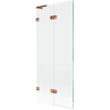 Mexen Lunar L kádra szerelhető paraván, 2 szárnyú bal, 80 x 150 cm, átlátszó, rózsaarany - 897L-080-100-60-00-L