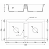 Mexen Mario 2-medencés gránit mosogató 820 x 436 mm, Fekete - 6504822000-77