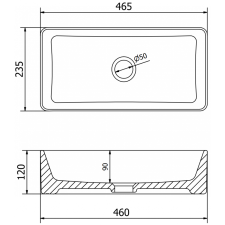Mexen Nadia munkalapi mosdó 46 x 23 cm, Világosszürke matt- 21614661 szaniter