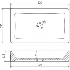Mexen Nadia munkalapi mosdó 60 x 35 cm, Fekete matt - 21616085 szaniter