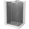 Mexen Omega 130 x 80 cm-es tolóajtós zuhanykabin, grafit, króm + Flat zuhanytálca, fehér - 825-130-080-01-40-4010
